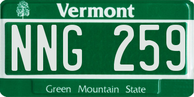 VT license plate NNG259