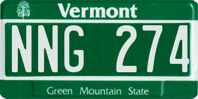 VT license plate NNG274