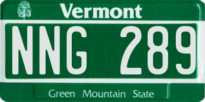VT license plate NNG289