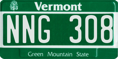 VT license plate NNG308