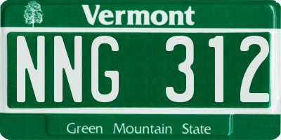 VT license plate NNG312