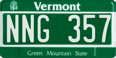 VT license plate NNG357