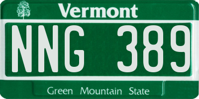 VT license plate NNG389