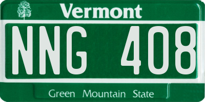 VT license plate NNG408
