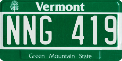 VT license plate NNG419
