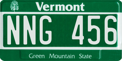 VT license plate NNG456