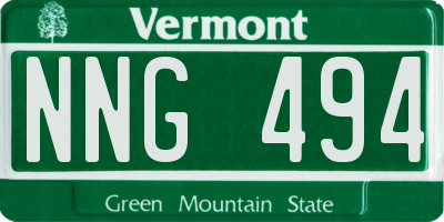 VT license plate NNG494
