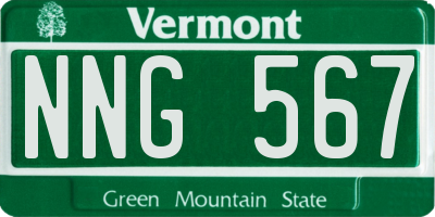 VT license plate NNG567
