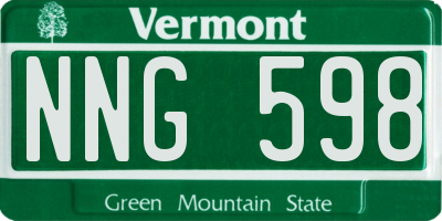 VT license plate NNG598