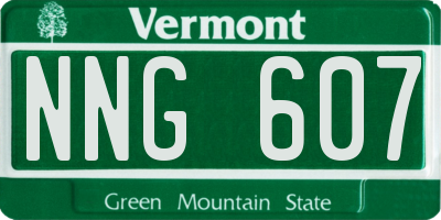 VT license plate NNG607