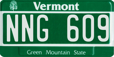 VT license plate NNG609