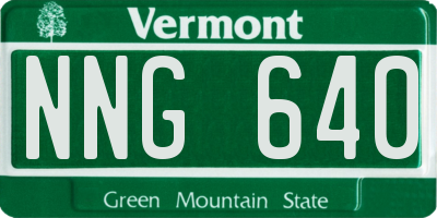 VT license plate NNG640