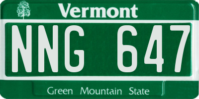 VT license plate NNG647