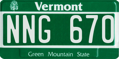 VT license plate NNG670
