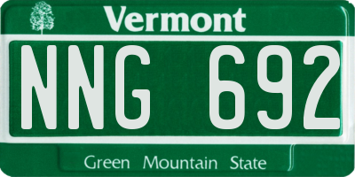 VT license plate NNG692