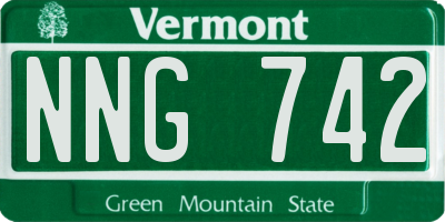 VT license plate NNG742