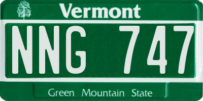 VT license plate NNG747
