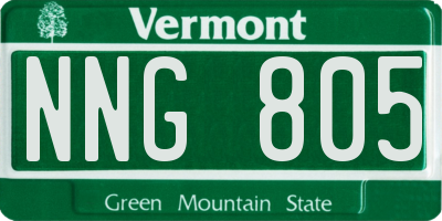 VT license plate NNG805