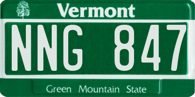VT license plate NNG847