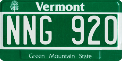 VT license plate NNG920