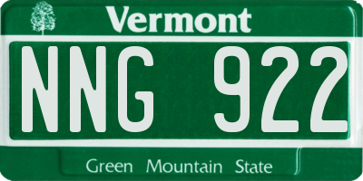VT license plate NNG922