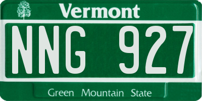 VT license plate NNG927
