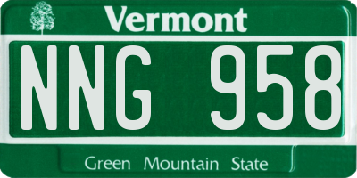 VT license plate NNG958