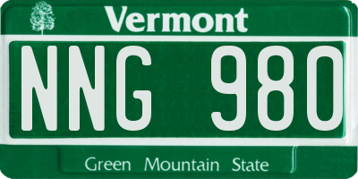 VT license plate NNG980