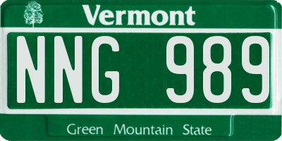 VT license plate NNG989