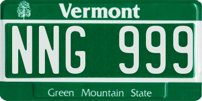 VT license plate NNG999