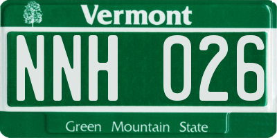 VT license plate NNH026