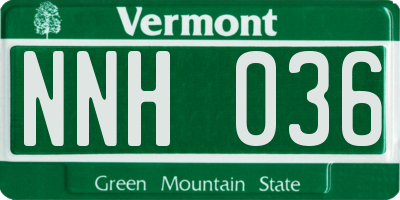 VT license plate NNH036