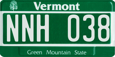 VT license plate NNH038