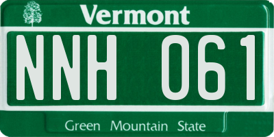 VT license plate NNH061