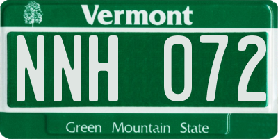 VT license plate NNH072