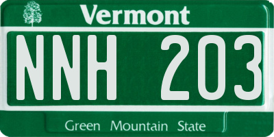 VT license plate NNH203