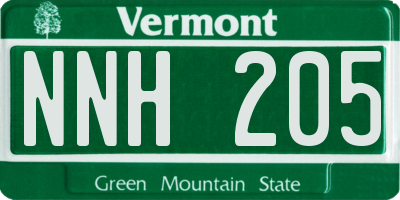 VT license plate NNH205