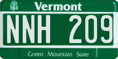 VT license plate NNH209