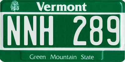 VT license plate NNH289