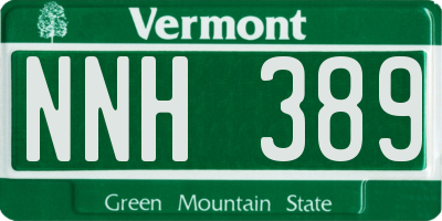 VT license plate NNH389