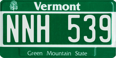 VT license plate NNH539