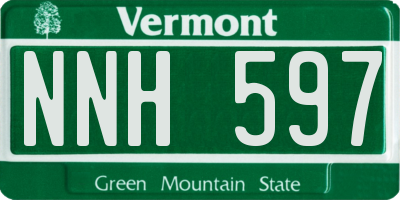 VT license plate NNH597
