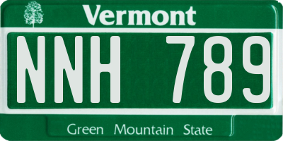 VT license plate NNH789