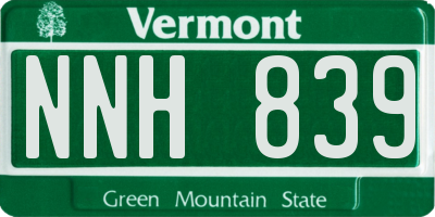 VT license plate NNH839