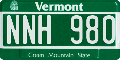 VT license plate NNH980
