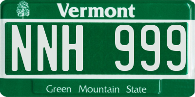 VT license plate NNH999