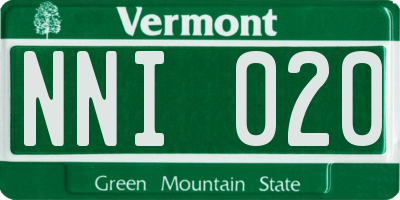 VT license plate NNI020
