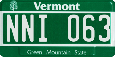 VT license plate NNI063
