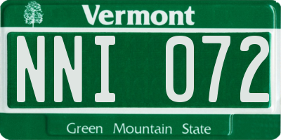 VT license plate NNI072