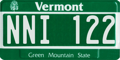 VT license plate NNI122